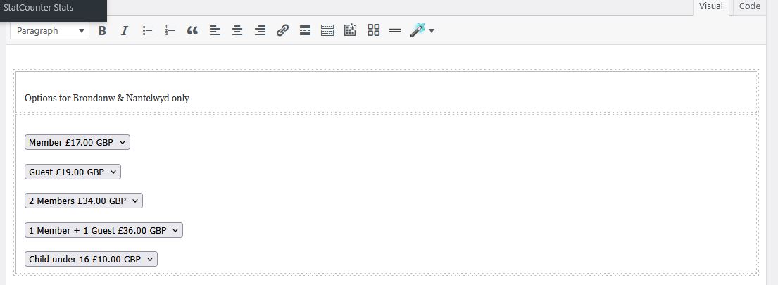 Button appearance after pasting code